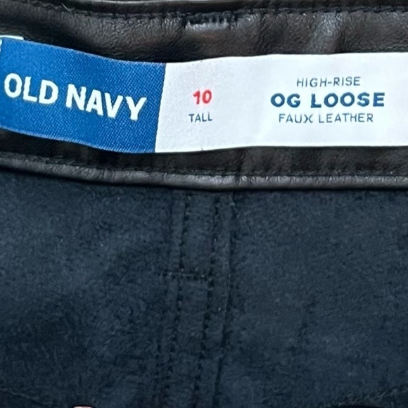 NWT Old Navy High Waisted OG Loose Faux Leather Pants in Black - Picture 7 of 10